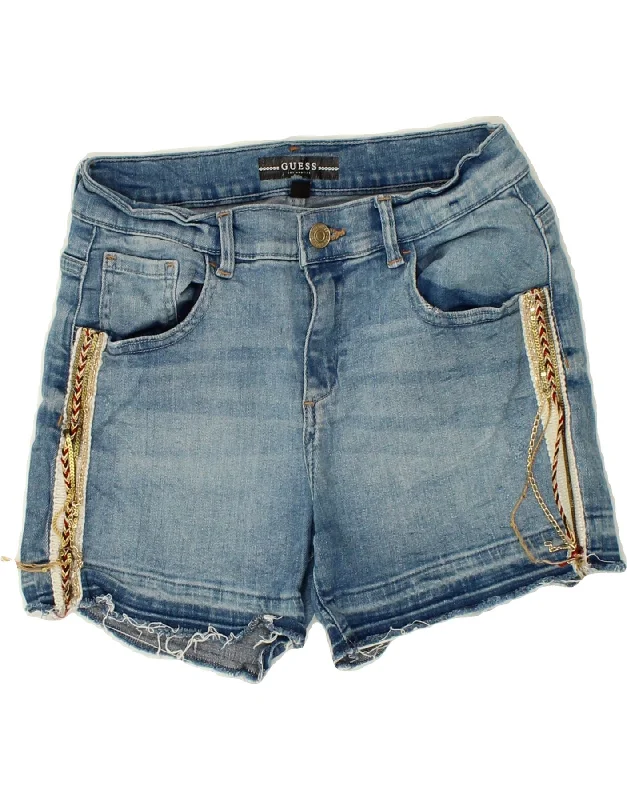 GUESS Girls Denim Shorts 15-16 Years W26 Blue Cotton