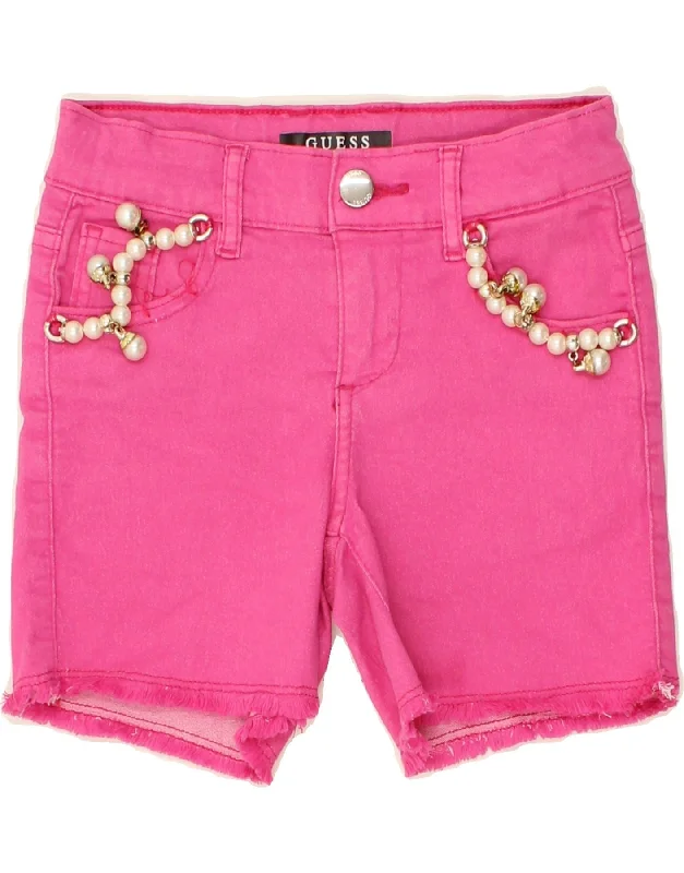 GUESS Girls Denim Shorts 6-7 Years W22 Pink Cotton