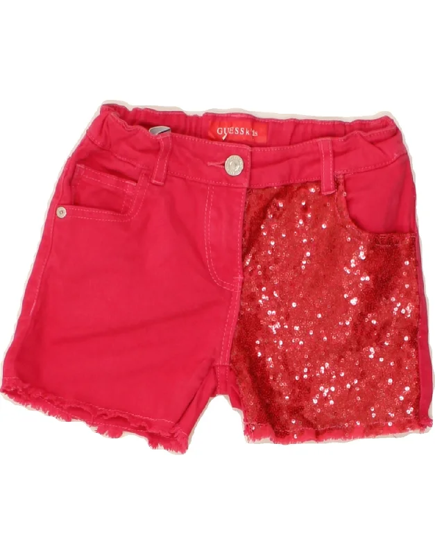 GUESS Girls Denim Shorts 7-8 Years W22 Pink Cotton