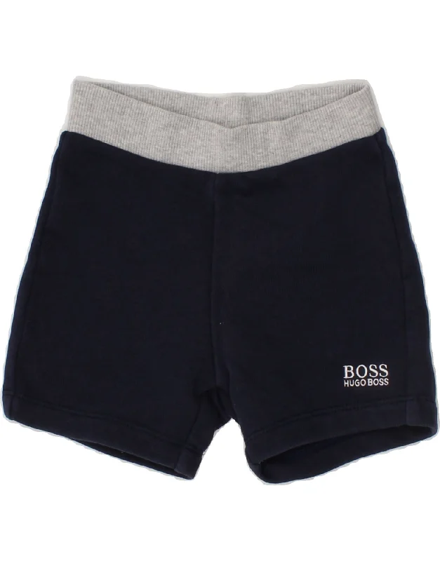 HUGO BOSS Baby Boys Sport Shorts 3-6 Months Navy Blue Colourblock Cotton