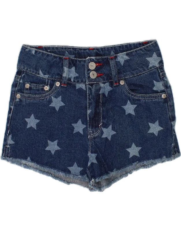 LEVI'S Girls Abstract Pattern Denim Shorts 9-10 Years W24  Navy Blue