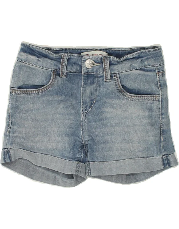 LEVI'S Girls Denim Shorts 7-8 Years W26 Blue Cotton