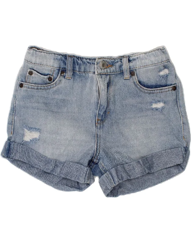 LEVI'S Girls Distressed Denim Shorts 9-10 Years W24 Blue Cotton