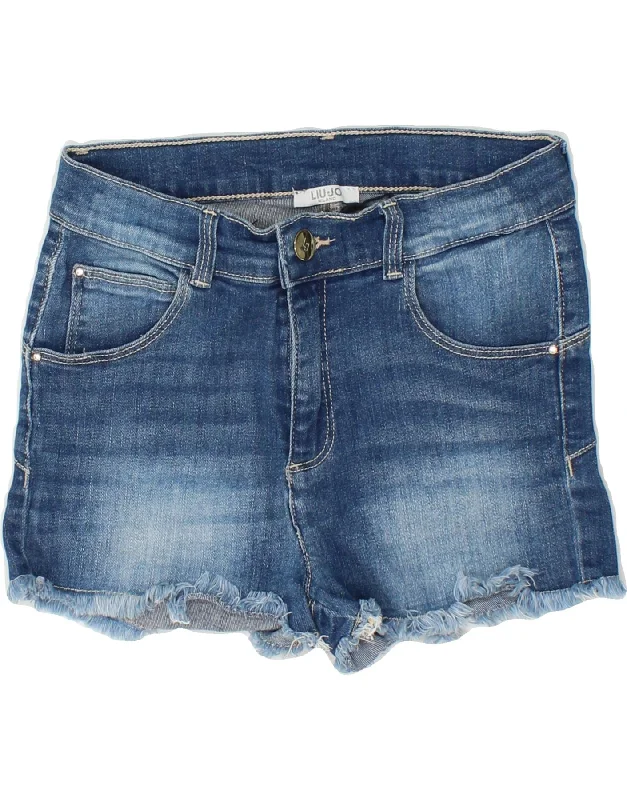 LIU JO Girls Denim Shorts 11-12 Years W24 Blue Cotton