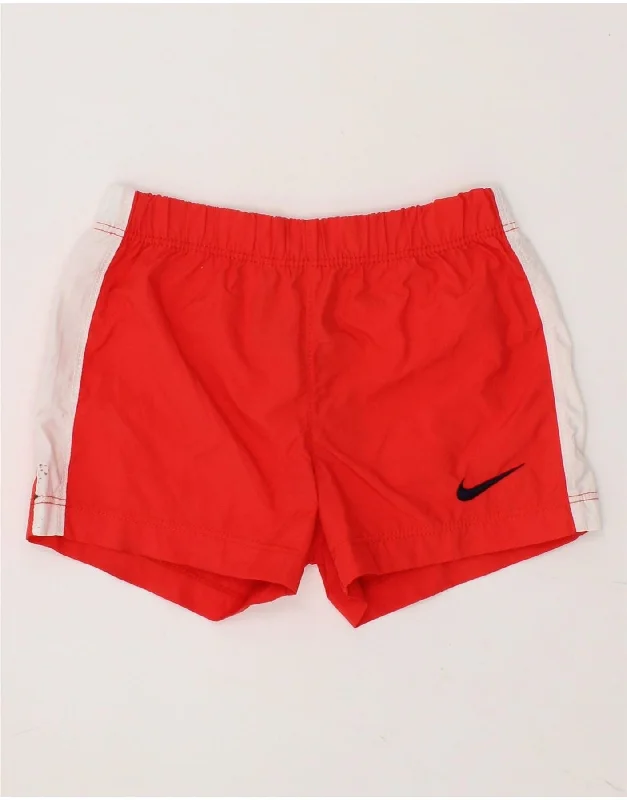 NIKE Baby Boys Graphic Sport Shorts 6-9 Months Red Colourblock Polyester