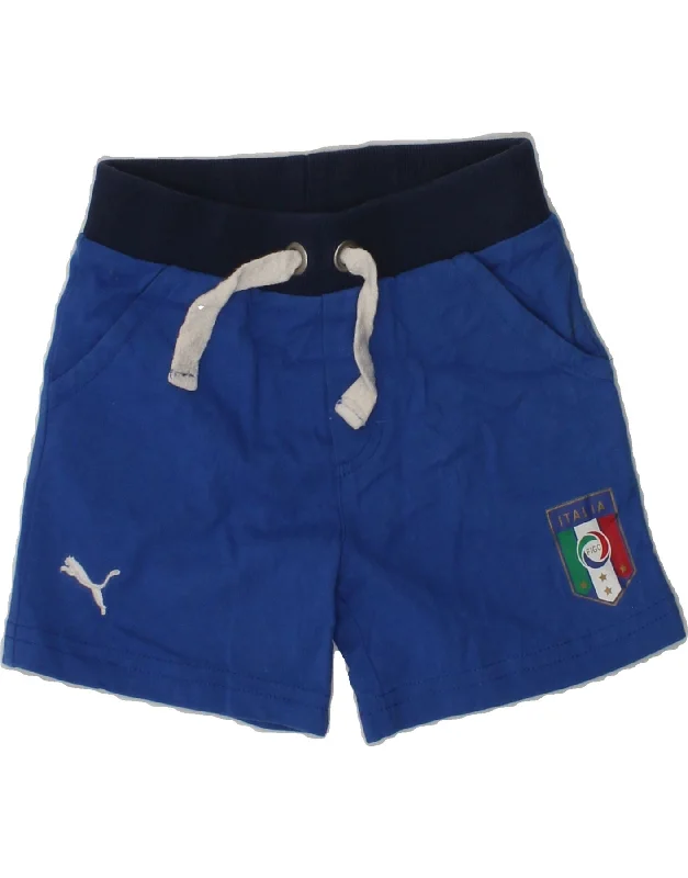 PUMA Baby Boys Italia Graphic Sport Shorts 6-9 Months Blue Colourblock