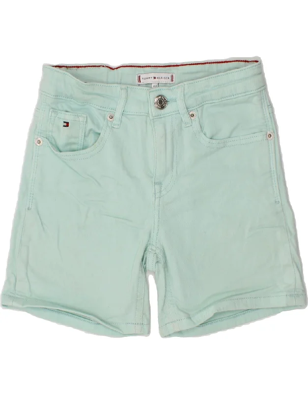 TOMMY HILFIGER Girls Denim Shorts 11-12 Years W24  Turquoise Cotton