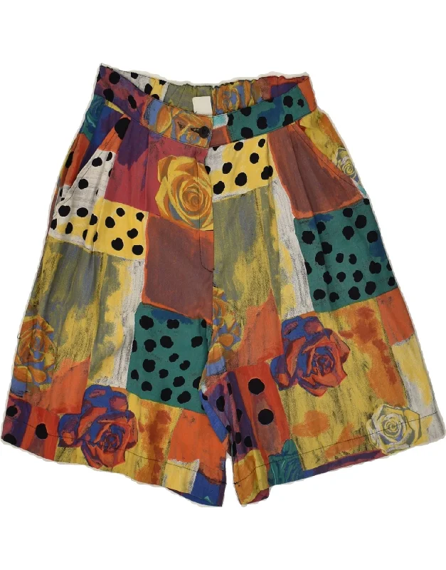 VINTAGE Girls High Waist Casual Shorts 12-13 Years W26 Multicoloured